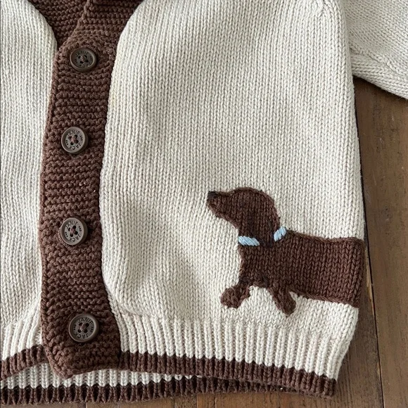 Janie and Jack Dachshund cowl neck cardigan sweater 3-6 months 2010 release - Picture 2 of 5